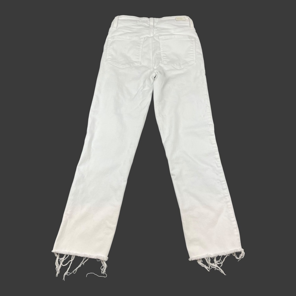 PAIGE High-Rise White Straight-Leg Jeans with Frayed Hem - Picture 2 of 11